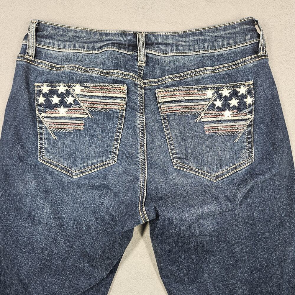 Silver Jeans Womens 31 Blue Stretch Suki Capri Crop Jeans Patriotic Flag USA - Picture 6 of 11